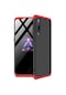 Noktaks - Xiaomi Uyumlu Xiaomi Mi A3 - Kılıf 3 Parçalı Parmak İzi Yapmayan Sert Ays Kapak - Siyah-kırmızı