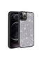 Mutcase - İphone Uyumlu İphone 12 Pro - Kılıf Parlak Taşlı Tasarımlı Ston Kapak - Siyah