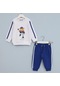 Erkek Çocuk Ayıcık Desenli Sweat Takım - 11577 - Saks-Saks Saks Mavisi