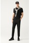 Avva Erkek Siyah Beli Lastikli Bağcıklı Örme Relaxed Fit Rahat Kesim Jogger Pantolon A31Y3026