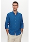 Ds Damat Slim Fit Saks Mavi Keten Görünümlü Gömlek 6hc02ort63265