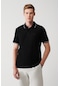 Avva Erkek Siyah Polo Yaka Jakarlı T-Shirt A31Y1185