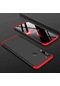 Kilifone - Xiaomi Uyumlu Redmi Note 8 - Kılıf 3 Parçalı Parmak İzi Yapmayan Sert Ays Kapak - Siyah-kırmızı