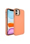 Noktaks - iPhone Uyumlu 11 - Kılıf Metal Çerçeve Ve Buton Tasarımlı Silikon Luna Kapak - Açık Turuncu