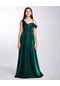 Kız Çocuk/genç Yeni Moda Omuz Detaylı Simli Kumaş Tam Kalıp Abiye Elbise 5796-zümrüt Yeşili