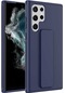 Ekılıf - Samsung Galaxy S22 Ultra Uyumlu Kılıf Mat Koruyucu El Tutacaklı Stand Olabilen Qstand Kapak - Lacivert