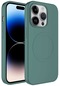 iPhone Uyumlu 13 Pro Kılıf Magsafe Wireless Şarj Özellikli Pastel Renk Silikon Lopard Plas Kapak - Koyu Yeşil