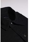 Büyük Beden Yıkamalı Çift Cepli Armürlü Denim Siyah Erkek Gömlek-29645-siyah