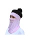 Ximistore9 Yazlık Bisiklet Kullanıma Uygun Pembe Şapkasız Buzlu İpek Yüz Maskesi - Tam Yüz Korumalı, Nefes Alınabilir, Güneş Engeli Pembe