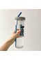 Mavi 700ml Filtre Plastik Su Şişesi Meyve Suyu Çay İçin Büyük Seyahat Okul İçme Suyu Şişesi Katlanabilir Saman İle Taşınabilir Bardak