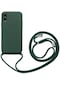 Noktaks - İphone Uyumlu İphone Xs 5.8 - Kılıf Renkli İp Askılı Koruyucu Ropi Kapak - Koyu Yeşil