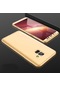 Noktaks - Samsung Galaxy Uyumlu A6 2018 - Kılıf 3 Parçalı Parmak İzi Yapmayan Sert Ays Kapak - Gold