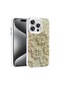 Noktaks - iPhone Uyumlu 14 Pro Max - Kılıf Çiçek Desenli Parlak Taşlı Sert Silikon Garden Kapak - Beyaz