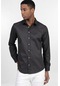 Tudors Slim Fit Dar Kesim Desenli Pamuklu Kolay Ütülenebilir Erkek Siyah Gömlek-26453-siyah