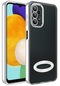 Samsung Galaxy A13 4g Kamera Lens Korumalı Şeffaf Renkli Logo Gösteren Parlak Omega Kapak - Gümüş
