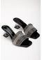 Sıra Taşlı Rugan Siyah Kadın Şeffaf Topuklu Terlik-2951-siyah