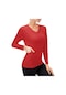 Ximistore9 Kadınlar İçin Akıcı Spor Tişört - V Yaka Uzun Kollü, Bölgesel Daraltıcı, Nefes Alır Hızlı Kuruyan, Cepli - Pilates, Koşu, Fitness - Kırmızı 2xl Eu Kırmızı