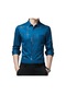 Erkek Günlük Uzun Kollu Baskılı Gömlek - Mavi