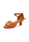 Kadın Latin Dans Ayakkabıları Balo Salonu Dans Ayakkabıları Orta Topuklu 5 Cm Size34-41 Kahverengi