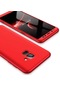 Tecno - Samsung Galaxy Uyumlu A8 Plus 2018 - Kılıf 3 Parçalı Parmak İzi Yapmayan Sert Ays Kapak - Kırmızı
