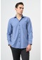 Mavi Uzun Kol Düz Gabardin Sert Yaka Cepli Pamuklu Classic Comfort Fit Gömlek 1004245168 Mavi