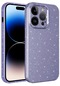iPhone Uyumlu 14 Pro Max Kılıf Simli Işılıtılı Renkli Parlak Kamera Korumalı Silikon Kapak Koton - Mor