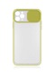 Noktaks - İphone Uyumlu İphone 11 Pro Max - Kılıf Slayt Sürgülü Arkası Buzlu Lensi Kapak - Sarı