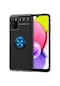 Noktaks - Samsung Galaxy Uyumlu A03s - Kılıf Yüzüklü Auto Focus Ravel Karbon Silikon Kapak - Siyah-mavi