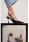 Ardith Siyah Rugan Kemer Detay Bilek Bağlı Kadın Topuklu Ayakkabı