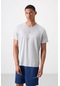 Tommy Life Gri Polyester Nefes Alan Dokulu İnce Esnek Standart Fit Erkek Performans T-shirt - 88391 Gri