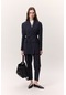 Tencel Kemerli Kruvaze Blazer Ceket İndigo Indigo
