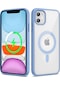 Ekılıf - İphone Uyumlu 11 Uyumlu - Kılıf Magsafe Wireless Şarj Özellikli Silikon Ege Kapak - Mavi Açık