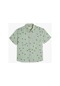 Koton Kısa Kollu Gömlek Palmiye Desenli Tek Cep Detaylı Beyaz Çizgili 3skb60079tw 3SKB60079TW0S0