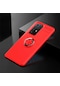 Kilifone - Huawei Uyumlu P40 Pro - Kılıf Yüzüklü Auto Focus Ravel Karbon Silikon Kapak - Kırmızı