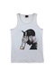 Tupac Shakur Baskılı Sıfır Kol T-shirt Beyaz