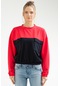 Pembe Regular Pamuklu Bisiklet Yaka Crop Kadın Sweatshirt Sc0958 Pembe
