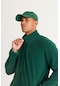 AC&Co / Altınyıldız Classics Erkek Yesıl Anti-pilling Tüylenme Yapmayan Standart Fit Bato Yaka Sweatshirt Polar Ceket Yeşil