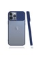 Kilifolsun iPhone Uyumlu 13 Pro Max Kılıf Slayt Sürgülü Arkası Buzlu Lensi Kapak Lacivert