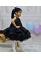Kız Çocuk Şeker Pembesi Saten Gren Kabarık Harika Elbise - Siyah