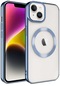 iPhone Uyumlu 14 Kılıf Magsafe Wireless Şarj Özellikli Lopard Setro Silikon - Mavi