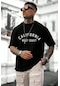 Unisex West Coast Baskılı Oversize Tshirt Siyah