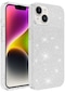 iPhone Uyumlu 14 Kılıf Renkli Simli Kamera Çıkıntılı Parlak Shining Arka Kapak - Gümüş