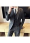 Ikkb Yeni Moda Erkek 3 Parçalı İnce Takım Elbise - Koyu Gri
