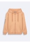 Ltb Kolu Baskılı Kapüşonlu Fermuarlı Camel Sweatshırt 011258672061071 12567 Camel
