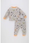Defacto Erkek Bebek Safari Baskılı Uzun Kollu Premium 2li Pijama Takımı B7736a524spgr297