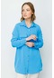 Ekol Kadın Kapak Cepli Gömlek 1026 Mavi