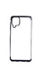 Noktaks - Samsung Galaxy Uyumlu M12 - Kılıf Dört Köşesi Renkli Arkası Şefaf Lazer Silikon Kapak - Siyah