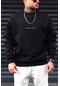 Erkek Siyah Dreamer Baskılı 0 Sıfır Yaka Oversize Salaş Bol Kesim Polar Sweatshirt-siyah-5 Siyah