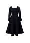 İkkb Zarif Mizaç Kabarık Dekoratif Kadın Büyük Beden Elbise Siyah