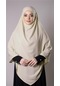 Ekru Pratik Hazır Geçmeli Tesettür Eşarp Medine İpeği Bağcıklı Çift Katlı Sufle Hijab 2302 27